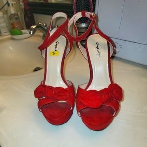 Size 7 womens red suede sexy sandals